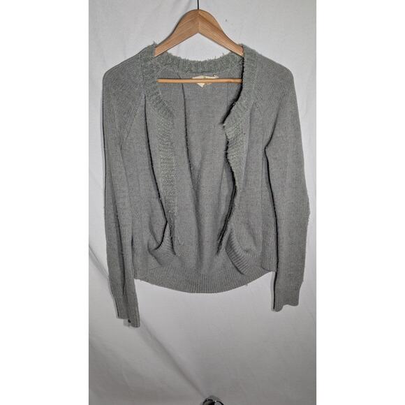 Anthropologie HWR Womens Open Front Alpaca Wool Blend Cardigan Sz S Elbow Patch - Picture 1 of 7